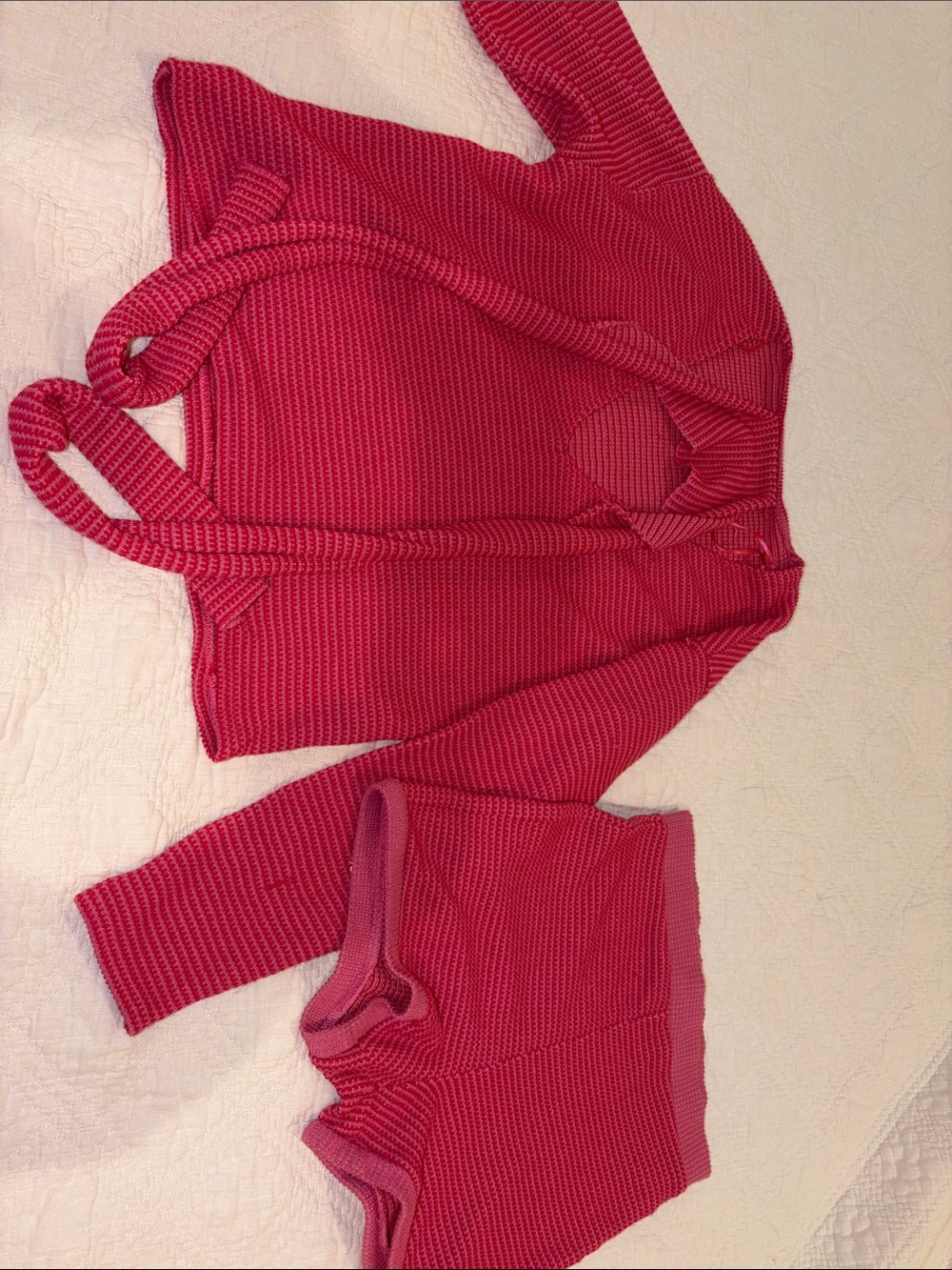 Zara Ribbed High-Waist Shorts Set - Pink